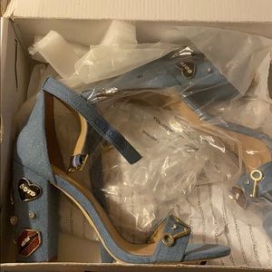 Denim Jeweled Heels